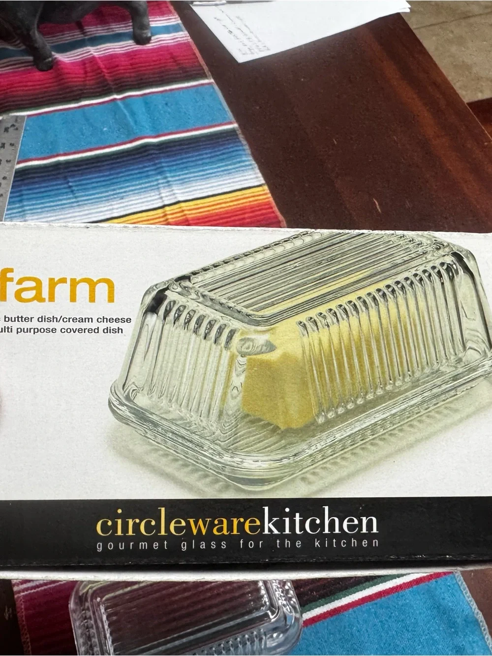 Circleware Kitchen Clear Glass Butter Dish - Farm Collection